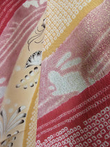 New Silk Furisode Kimono | Kanoko Shibori Floral Pattern Gold Leaf Pure Silk Red and Black Gradation Japanese Formal Kimono