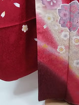 新品 Furisode Kimono Full Set 正絹 桜文様 花文様 袋帯・やまと誂え刺繍半衿長襦袢・帯揚げ・帯締め付き Ready to Wear 逸品