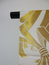 Gorgeous 9" Nagoya obi with noshi noshi design, table runner, gold thread, made in Japan, pure silk, with tassels, recycled.