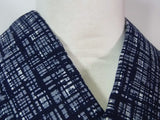 粋な藍染調 かすれ格子文様 Men’s Yukata 本染め Hand-Sewn Cotton Summer Kimono ③