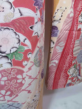 New Silk Furisode Kimono | Kanoko Shibori Floral Pattern Gold Leaf Pure Silk Red and Black Gradation Japanese Formal Kimono