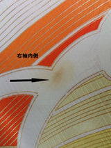 Vintage Silk Furisode Kimono | Rough Waves, Genji-guruma & Gosho-guruma Motifs with Gold-thread Couching Embroidery (Kinkoma-shishu)
