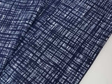粋な藍染調 かすれ格子文様 Men’s Yukata 本染め Hand-Sewn Cotton Summer Kimono ③