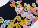 Yukata, Flower Design, Adult Cute, Coma Fabric, Indigo-stained