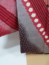 New Silk Furisode Kimono｜鹿子絞り 花文様 金彩 正絹 赤黒ぼかし Japanese Formal Kimono