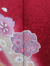 新品 Furisode Kimono Full Set 正絹 桜文様 花文様 袋帯・やまと誂え刺繍半衿長襦袢・帯揚げ・帯締め付き Ready to Wear 逸品