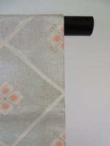 Gorgeous, HANARAHISHI pattern, pouch obi, table runner, silver thread, pure silk, recycled.