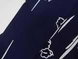 ほぼ美品　注染　浴衣　菖蒲文様　手縫い　藍染　大人可愛い　濃紺色