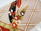 Gorgeous Furisode (long-sleeved kimono), kichijo floral design, embroidered with gold pieces, gold and Saya type, pure silk