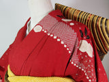 New Silk Furisode Kimono｜鹿子絞り 花文様 金彩 正絹 赤黒ぼかし Japanese Formal Kimono