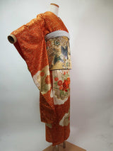 Luxury Furisode Kimono｜雲取り花文様 金駒刺繍 金彩 正絹 Silk Japanese Formal Kimono