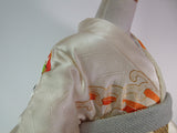 Vintage Silk Furisode Kimono | Rough Waves, Genji-guruma & Gosho-guruma Motifs with Gold-thread Couching Embroidery (Kinkoma-shishu)