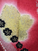 New Silk Furisode Kimono｜鹿子絞り 花文様 金彩 正絹 赤黒ぼかし Japanese Formal Kimono