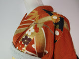 Gorgeous Furisode (long-sleeved kimono), kichijo floral design, embroidered with gold pieces, gold and Saya type, pure silk