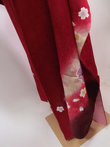 新品 Furisode Kimono Full Set 正絹 桜文様 花文様 袋帯・やまと誂え刺繍半衿長襦袢・帯揚げ・帯締め付き Ready to Wear 逸品