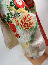 Silk 振袖 長襦袢セット 花扇面文様 金駒刺繍 古典柄 上品華やか 和装 Kimono