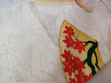 Silk 振袖 長襦袢セット 花扇面文様 金駒刺繍 古典柄 上品華やか 和装 Kimono
