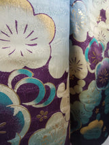 美品 振袖 長襦袢セット 作家物 正絹 金彩 銀通糸 花文様 上品ブルー系 ガード加工済　Easy-to-wear furisode