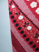 New Silk Furisode Kimono｜鹿子絞り 花文様 金彩 正絹 赤黒ぼかし Japanese Formal Kimono