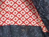 美品　黒羽織　漆織　草花模様　絹製品　日本製品　　グレー　Kimono jacket