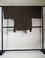 Unused 2-piece set of men's kimono, haori jacket and kimono (haori is beard pongee), pure silk, dark brown