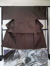 Unused 2-piece set of men's kimono, haori jacket and kimono (haori is beard pongee), pure silk, dark brown