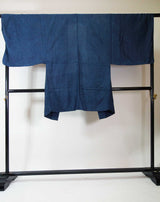 Magnifique ensemble deux pièces de kimono pour homme, veste haori et kimono, pure soie, bleu marine, vêtement unique (type non doublé).