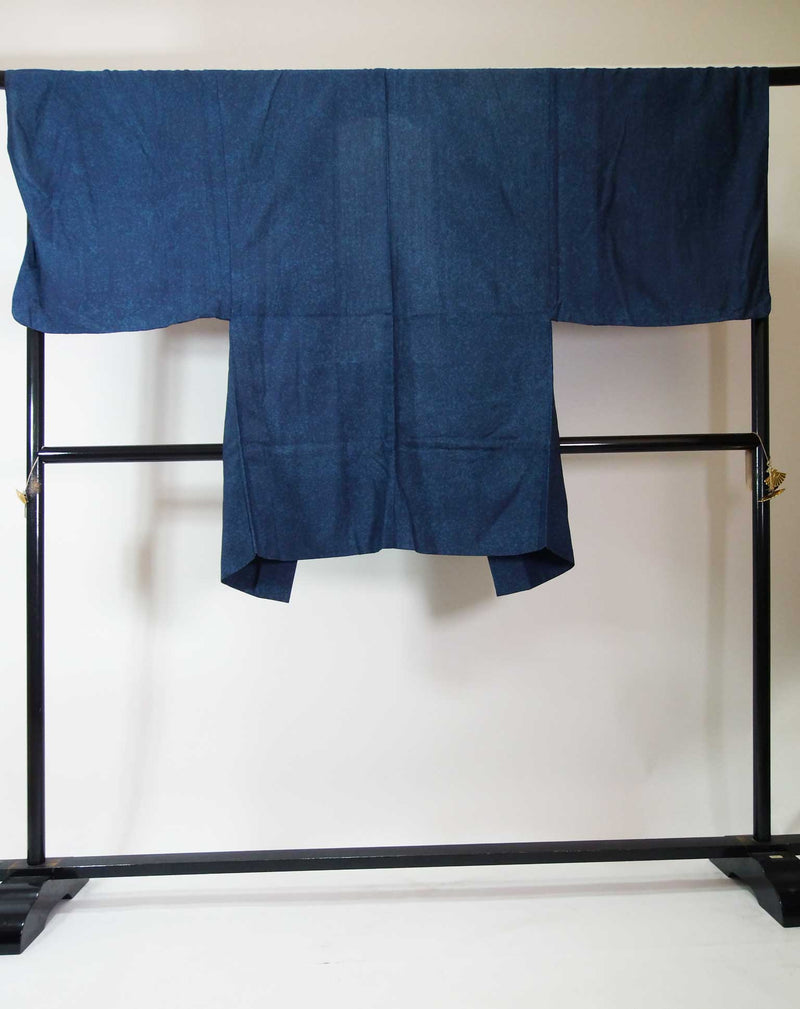 Beautiful men's kimono, 2-piece set of haori jacket and kimono, pure silk, navy blue, single-layer (unlined type)