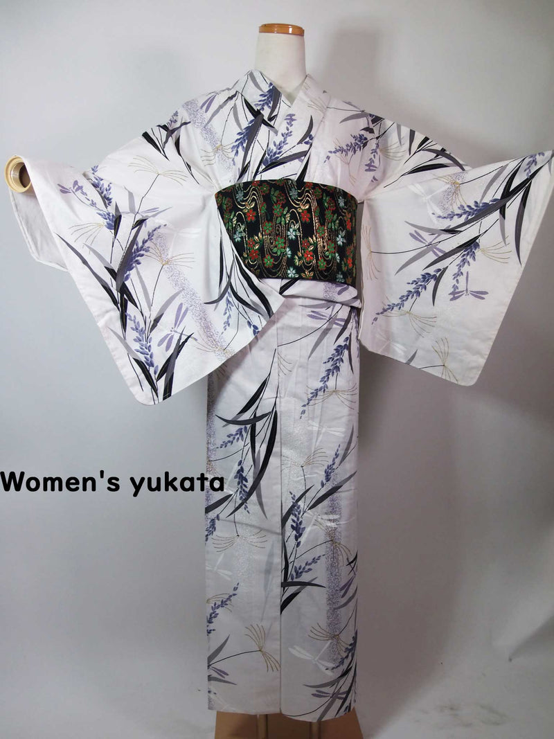 着物・浴衣 Mutsuko Harada Moonlit Susuki & Dragonfly Yukata｜レディース浴衣 月夜に舞う蜻蛉と