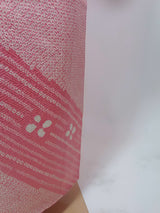 逸品 やまと誂え 総絞り訪問着『桃花の雅扇』鹿の子絞り 扇面花文様 金駒刺繍 正絹 桃色Vintage Japanese Silk Kimono