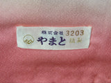 逸品 やまと誂え 総絞り訪問着『桃花の雅扇』鹿の子絞り 扇面花文様 金駒刺繍 正絹 桃色Vintage Japanese Silk Kimono