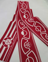 Red Sensu Fan Pattern Hanhaba Obi | 扇文様 半幅帯 浴衣帯 レトロモダン