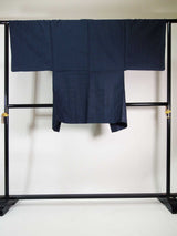 Beautiful man's kimono, 2-piece set of haori jacket and kimono, Oshima silk brand, pure silk, navy blue color