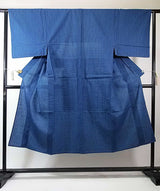 Yukata Homme en Coton | Motif à Carreaux Indigo Teint à la Main | Bleu Marine | Kimono d'Été Japonais