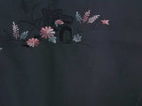 Unused black haori, embroidery, floral design, pure silk Kimono jacket