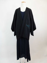 Magnifique haori noir, motif Chaya Tsuji, veste de kimono en pure soie