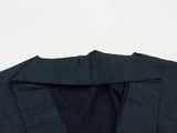 Unused man's kimono, 2-piece set of haori jacket and kimono, turtle shell design, Oshima pongee brand, pure silk, dark blue