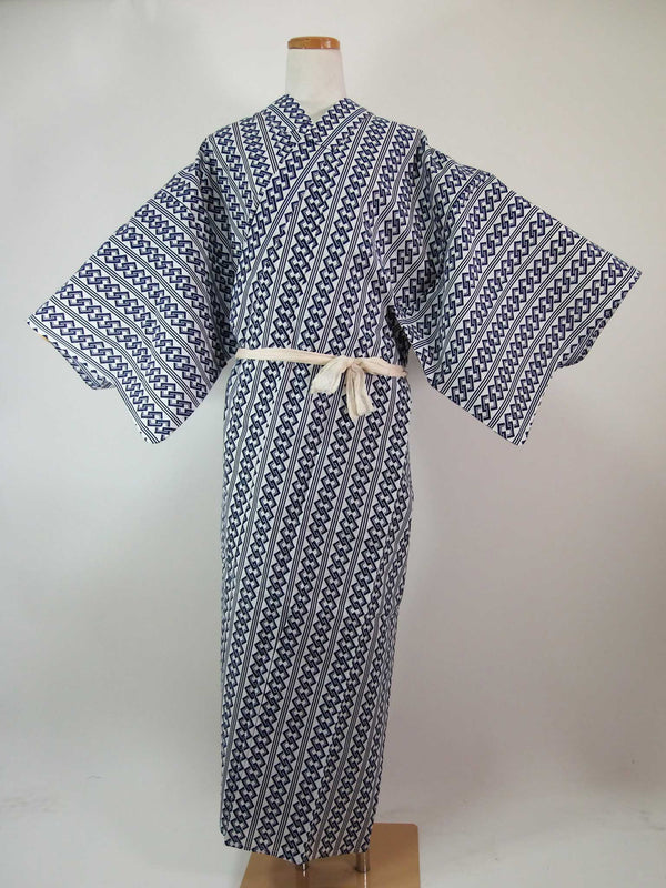 狀況良好浴衣男款 Yoshiwara Tsunagi 圖案棉製品日本產品日本浴衣