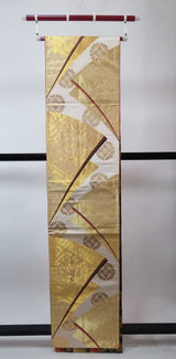 Luxurious Gold Brocade Fukuro Obi | “Elegance of Golden Mist” | Auspicious Japanese Motifs | Reversible | Japanese Table Runner | Traditional Japanese Elegance