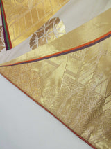 Luxurious Gold Brocade Fukuro Obi | “Elegance of Golden Mist” | Auspicious Japanese Motifs | Reversible | Japanese Table Runner | Traditional Japanese Elegance