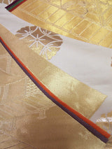 Luxurious Gold Brocade Fukuro Obi | “Elegance of Golden Mist” | Auspicious Japanese Motifs | Reversible | Japanese Table Runner | Traditional Japanese Elegance