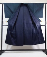 Beautiful man's kimono, 2-piece set of haori jacket and kimono, bearded pongee, patternless, navy blue 2-3