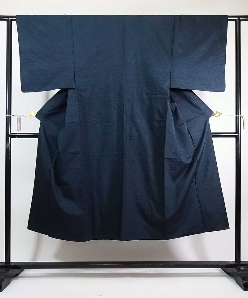 Beautiful man's kimono, 2-piece set of haori jacket and kimono, bearded pongee, patternless, navy blue 2-3