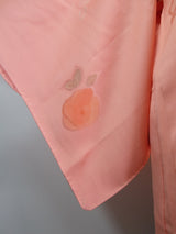 未使用　美品　羽織　橘文様　花文様　絹製品　日本製品　Kimono jacket　ピンク