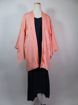未使用　美品　羽織　橘文様　花文様　絹製品　日本製品　Kimono jacket　ピンク