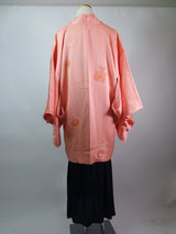 未使用　美品　羽織　橘文様　花文様　絹製品　日本製品　Kimono jacket　ピンク
