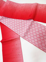 Obi de yukata inutilisé, demi-largeur 'Sakura', fabriqué au Japon, polyester, réversible, obi de yukata, rouge clair.