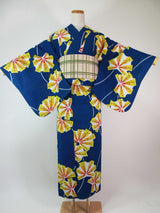 Adult Cute Retro Modern Pattern Honzome Coma Ground Blue Hand-Sewn Japanese Product Japanese yukata