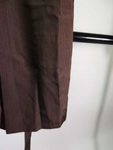 Hakama pants for men's kimono, made in Japan, striped pattern, pure silk, brownish color, S size, horse-riding hakama (trouser type)