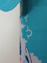 幾乎完好 正品染色浴衣 復古花朵和蝴蝶圖案 淺藍色 x 灰色 精梳面料日式浴衣